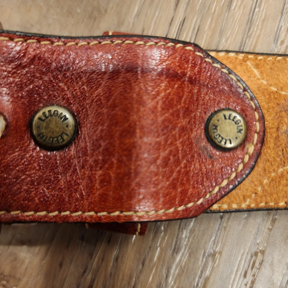 Leegin Silver Creek Billet Overlay Western Belt Leather Made in USA size 40